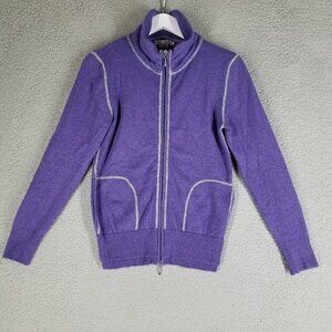 Luigi Baldo Cashmere Sweater Women's Medium Full Zip Purple Italy Preppy Stretch